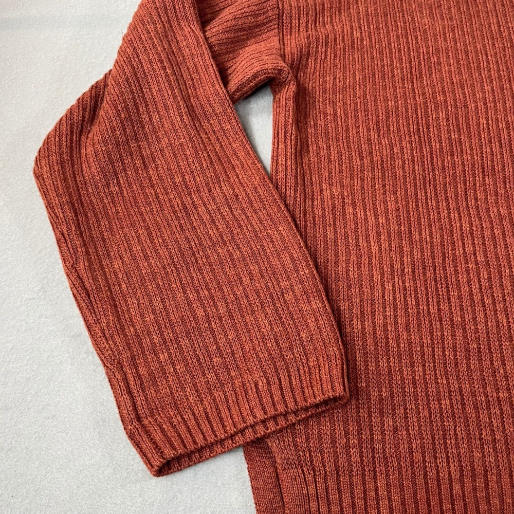 Faherty Miramar smoked paprika Linen Organic Cotton Ribbed Polo Sweater L Womens - Picture 12 of 12